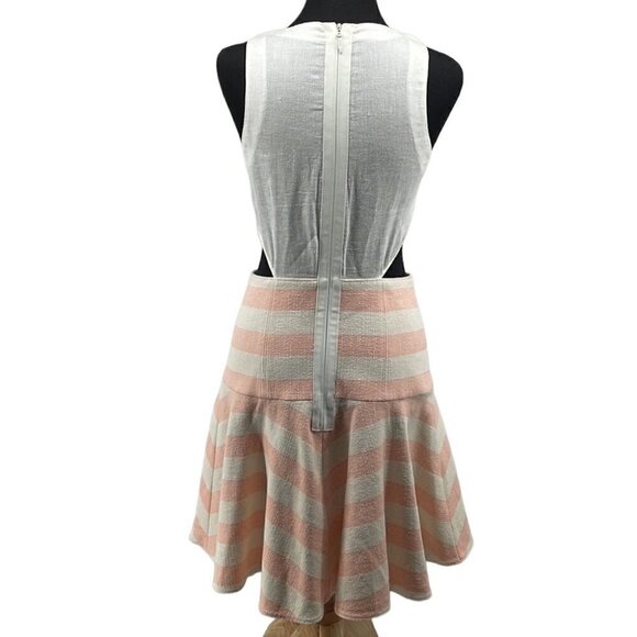 Tibi Revolve Blanket Stripe Dress In Pale Blush Linen Blend Preppy Barbie Sz 4 - Picture 5 of 15